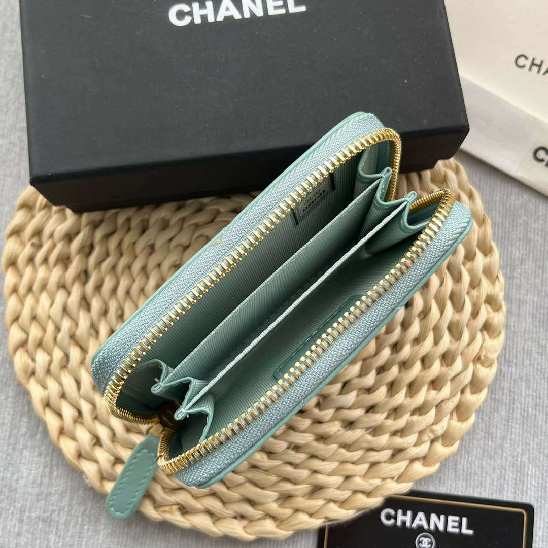 Chanel AP0945 CARD HOLDER Lambskin Blue