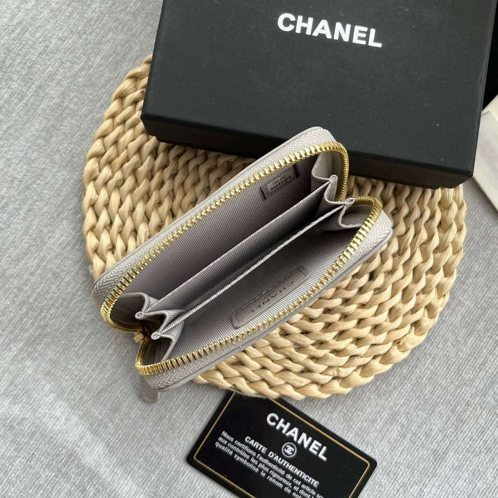 Chanel AP0945 CARD HOLDER Lambskin Gray