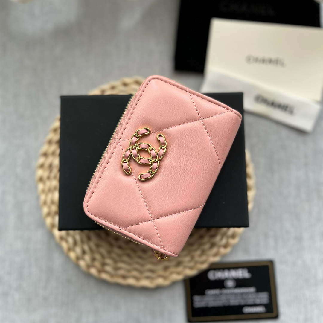 Chanel AP0945 CARD HOLDER Lambskin Pink