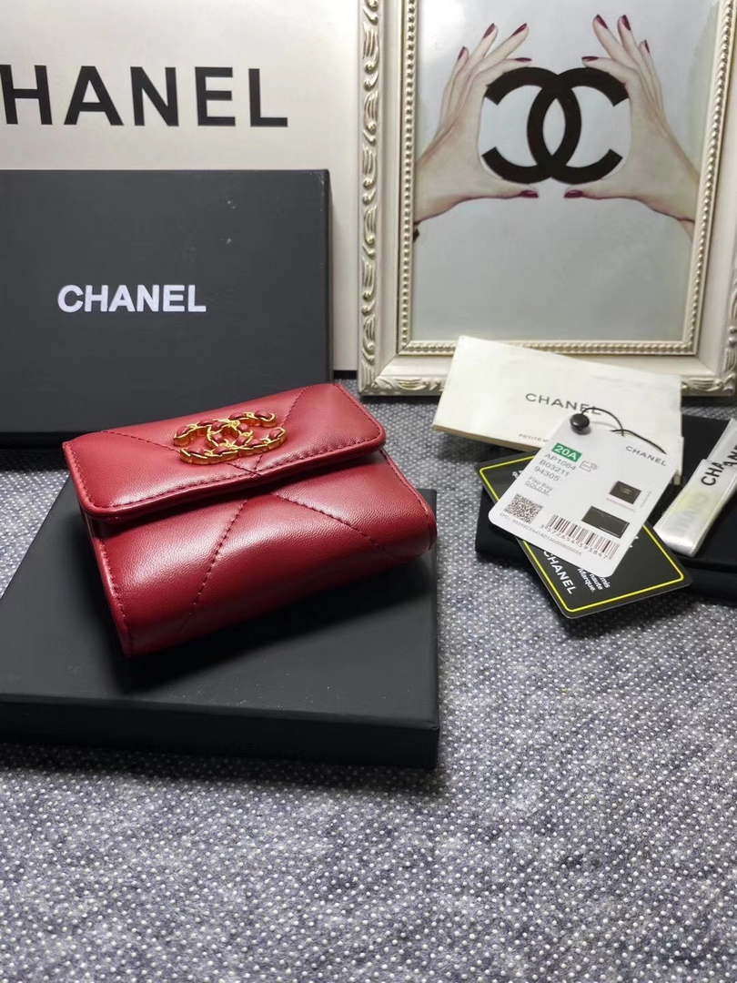 Chanel AP1064 CARD HOLDER Lambskin Red