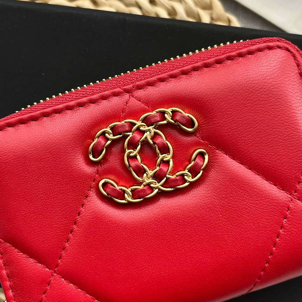 Chanel AP0945 CARD HOLDER Lambskin Red