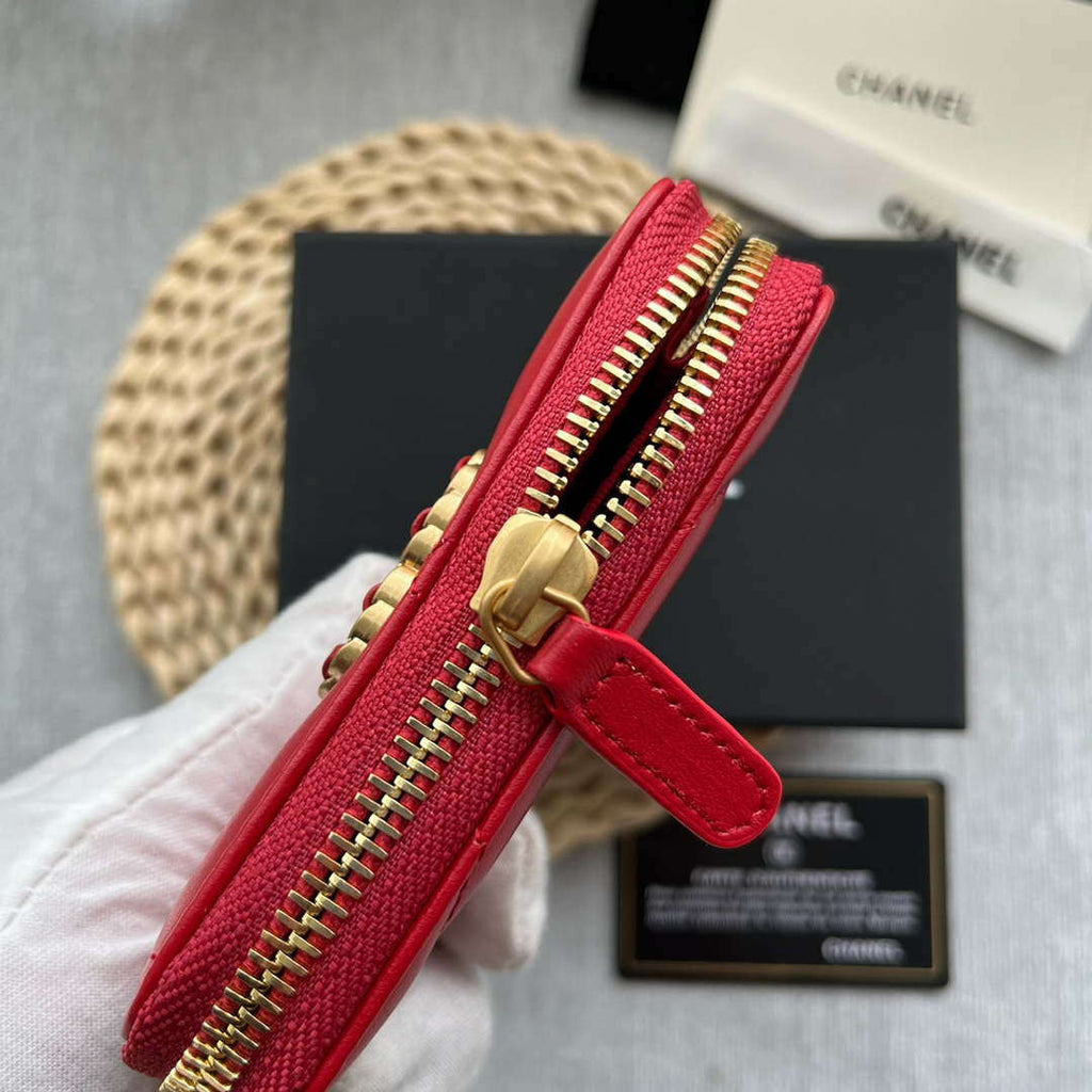 Chanel AP0945 CARD HOLDER Lambskin Red