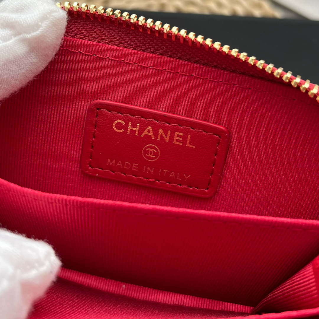 Chanel AP0945 CARD HOLDER Lambskin Red
