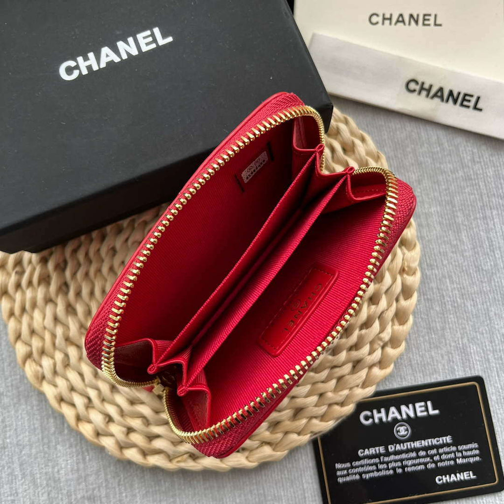 Chanel AP0945 CARD HOLDER Lambskin Red