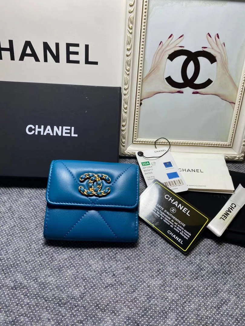 Chanel AP1064 CARD HOLDER Lambskin Sky Blue - Default Title - View 1