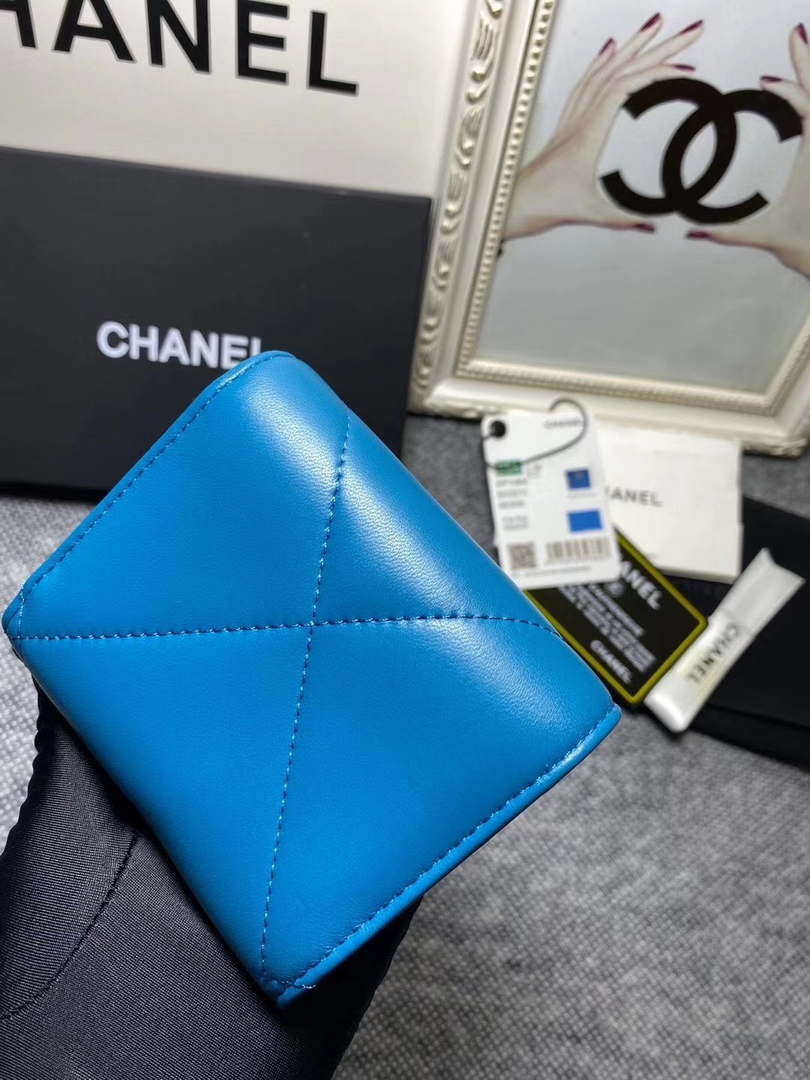 Chanel AP1064 CARD HOLDER Lambskin Sky Blue