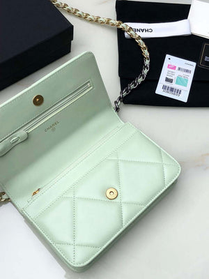 Chanel AP0957 19 Wallet on Chain Woc Shiny Lambskin Green - Default Title - View 6