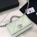 Chanel AP0957 19 Wallet on Chain Woc Shiny Lambskin Green Silver - Default Title - View 1