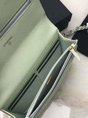 Chanel AP0957 19 Wallet on Chain Woc Shiny Lambskin Green Silver - Default Title - View 7