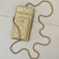 Chanel AP0990 25B Phone Bag Grained Shiny Calfskin Gold-Tone Metal Gold