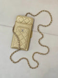 Chanel AP0990 25B Phone Bag Grained Shiny Calfskin Gold-Tone Metal Gold