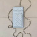Chanel AP0990 25B Phone Bag Grained Shiny Calfskin Gold-Tone Metal Blue