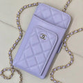 Chanel AP0990 25B Phone Bag Grained Shiny Calfskin Gold-Tone Metal Light Purple