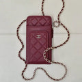 Chanel AP0990 25B Phone Bag Grained Shiny Calfskin Gold-Tone Metal Wine Red