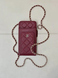 Chanel AP0990 25B Phone Bag Grained Shiny Calfskin Gold-Tone Metal Wine Red