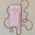 Chanel AP0990 25B Phone Bag Grained Shiny Calfskin Gold-Tone Metal Pink