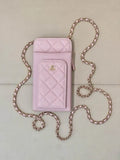 Chanel AP0990 25B Phone Bag Grained Shiny Calfskin Gold-Tone Metal Pink