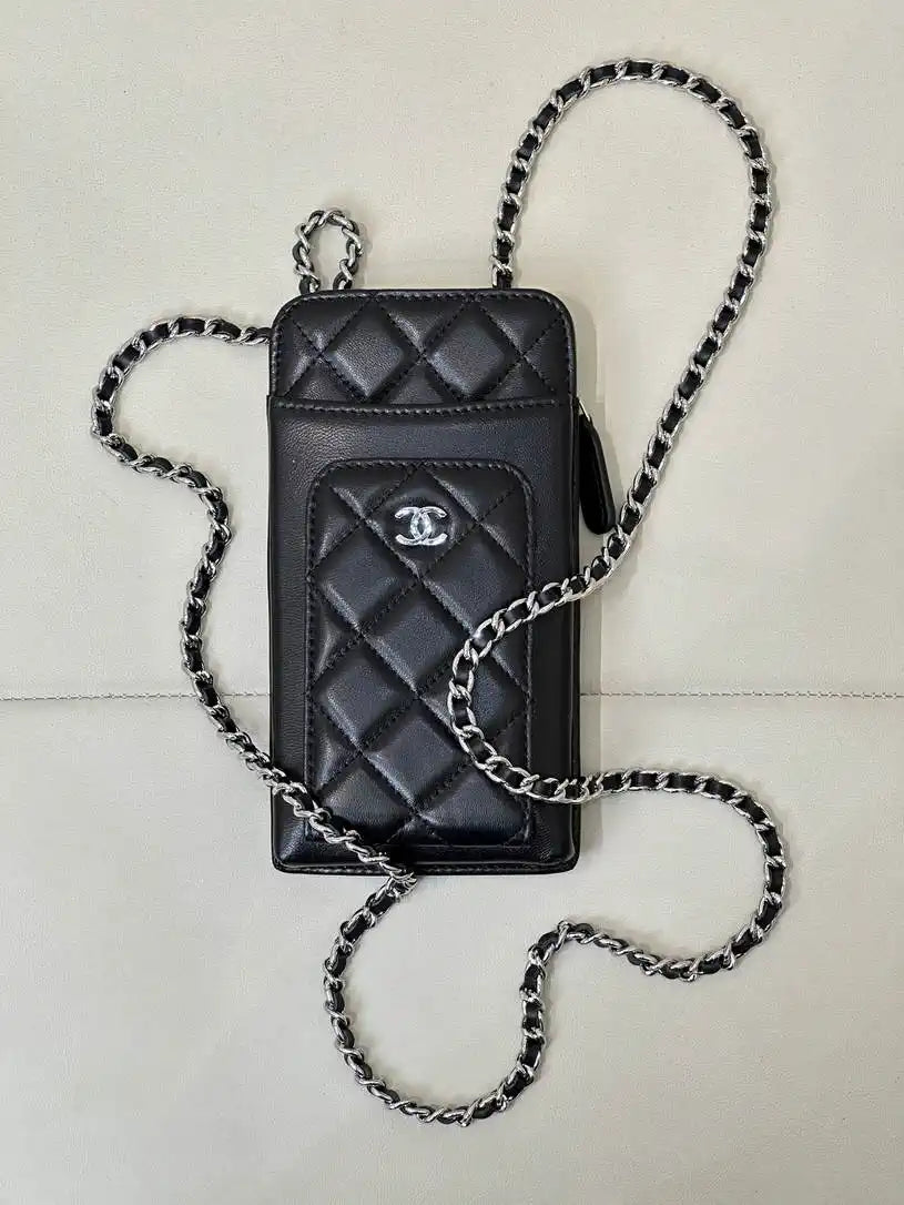 Chanel AP0990 25B Phone Bag Lambskin Black