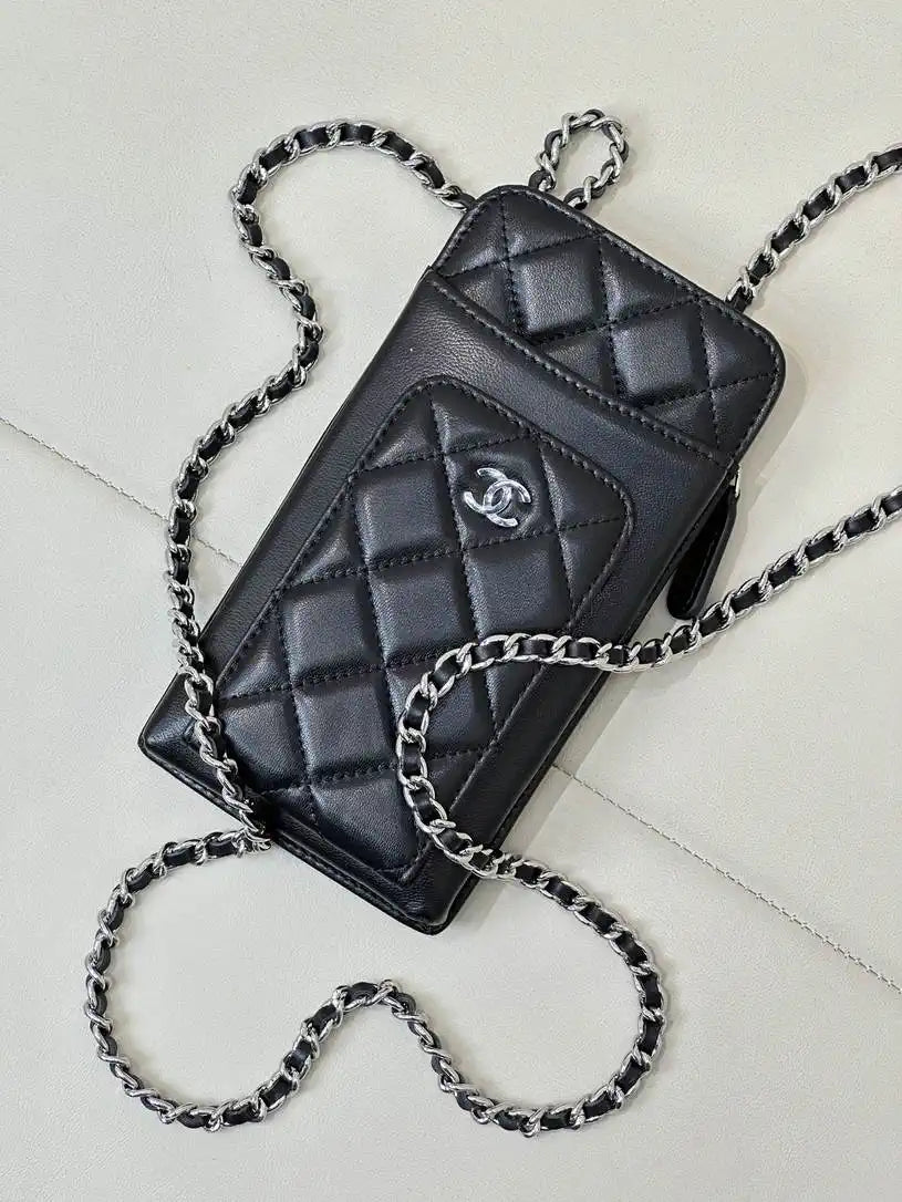Chanel AP0990 25B Phone Bag Lambskin Black