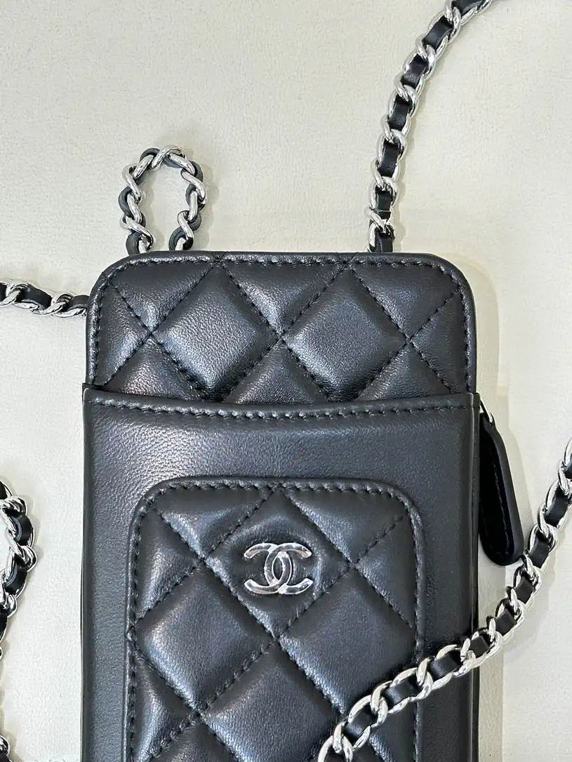 Chanel AP0990 25B Phone Bag Lambskin Black