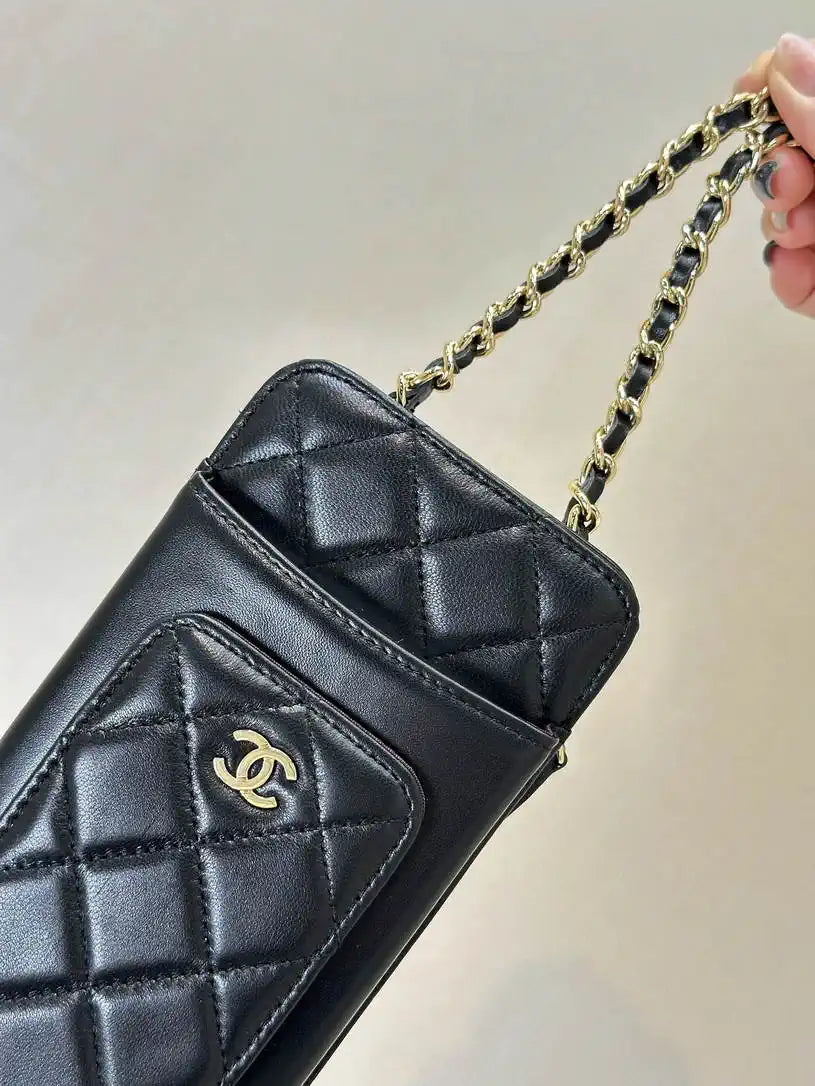 Chanel AP0990 25B Phone Bag Lambskin Black