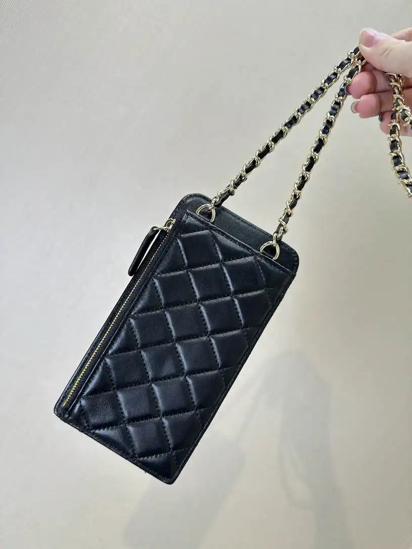 Chanel AP0990 25B Phone Bag Lambskin Black