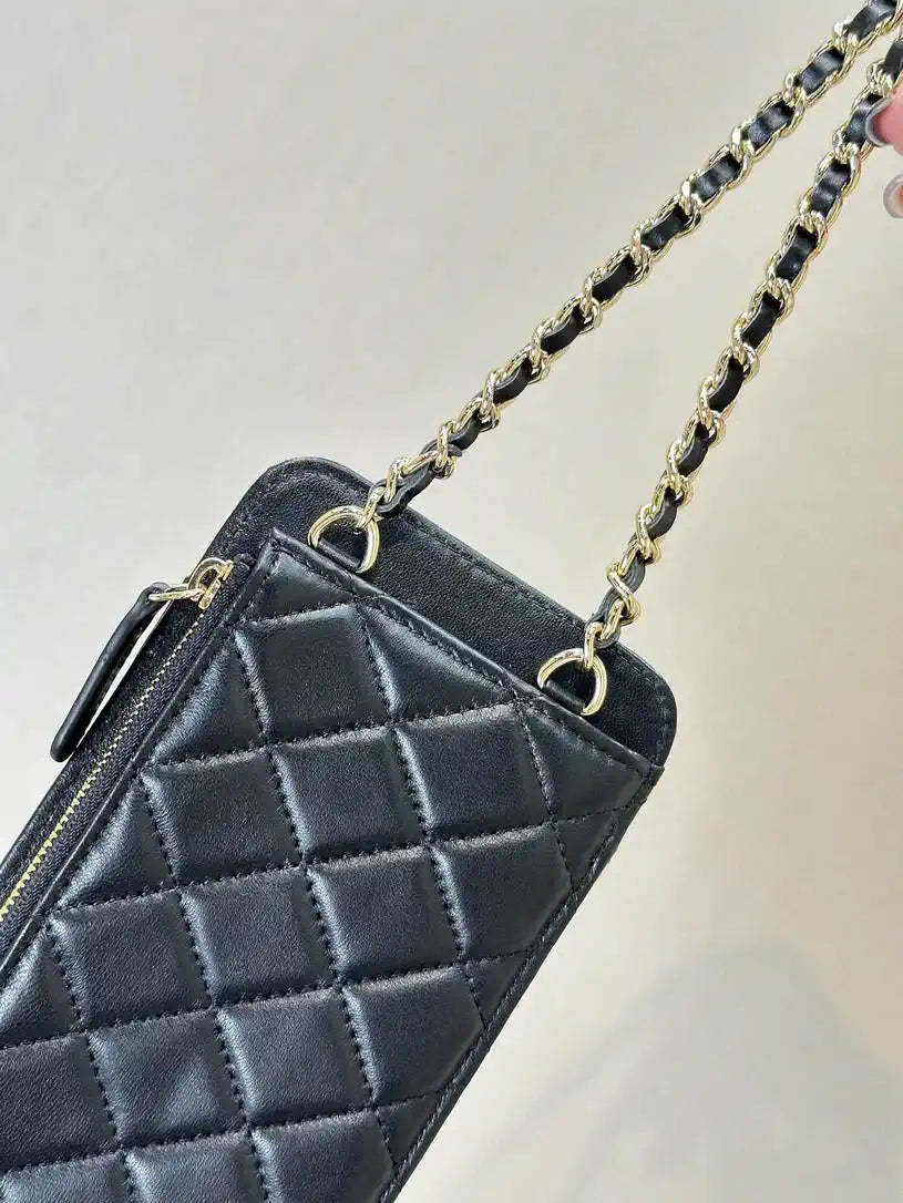 Chanel AP0990 25B Phone Bag Lambskin Black