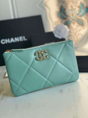 Chanel AP1059 Pouche Lambskin bag Wallet Card Holder Blue - Default Title - View 1