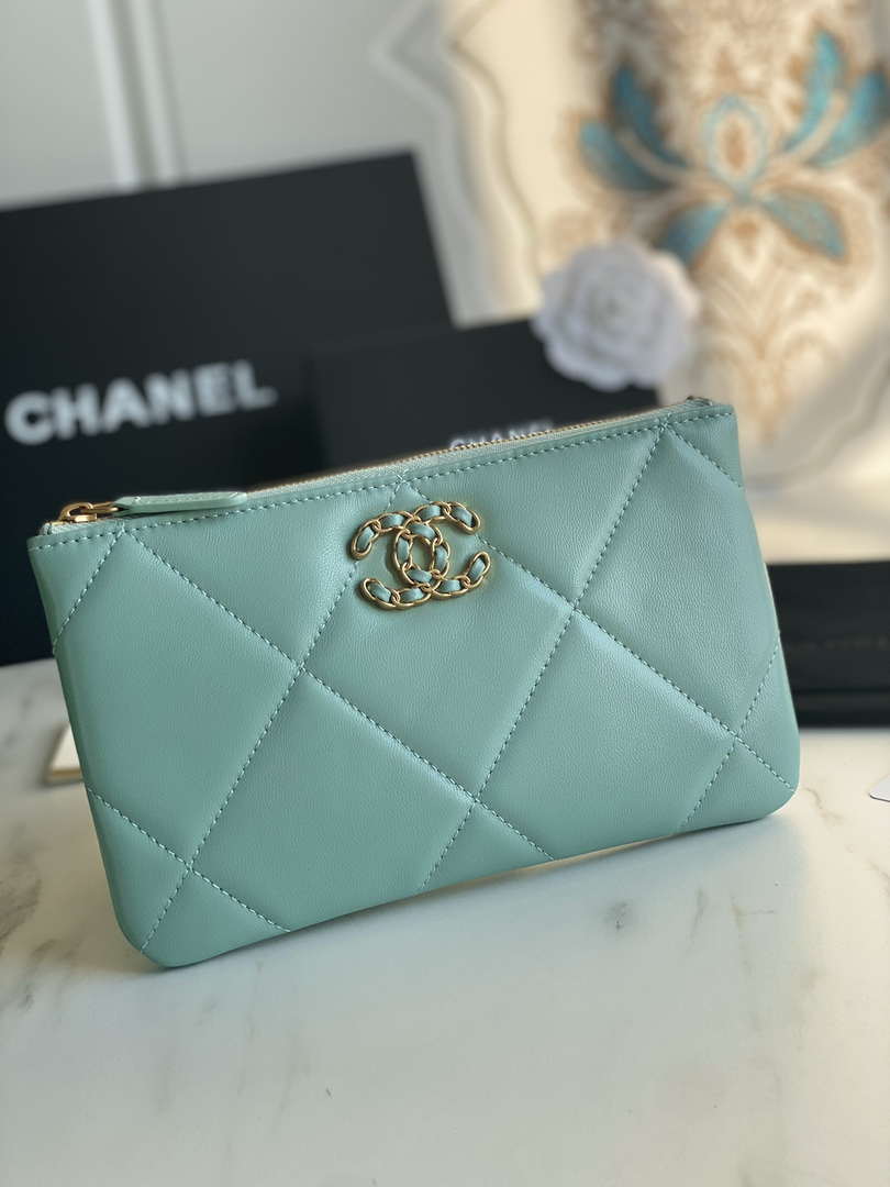 Chanel AP1059 Pouche Lambskin bag Wallet Card Holder Blue - Default Title - View 1