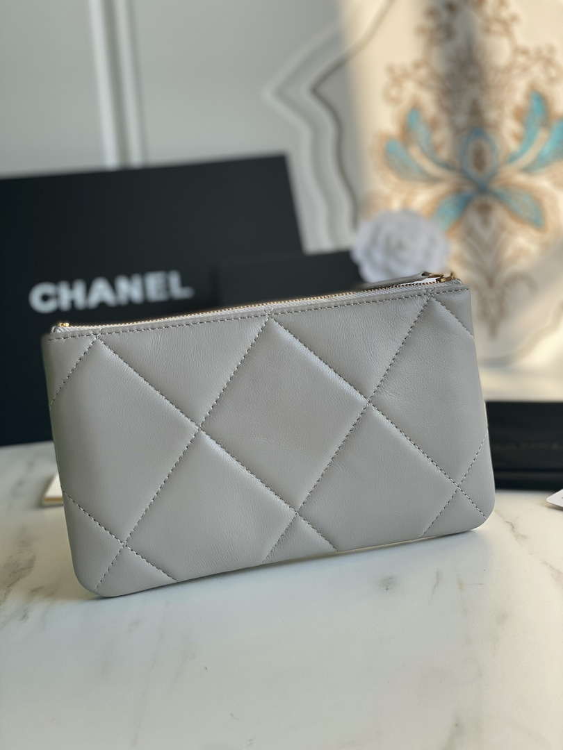 Chanel AP1059 Pouche Lambskin bag Wallet Card Holder Gray