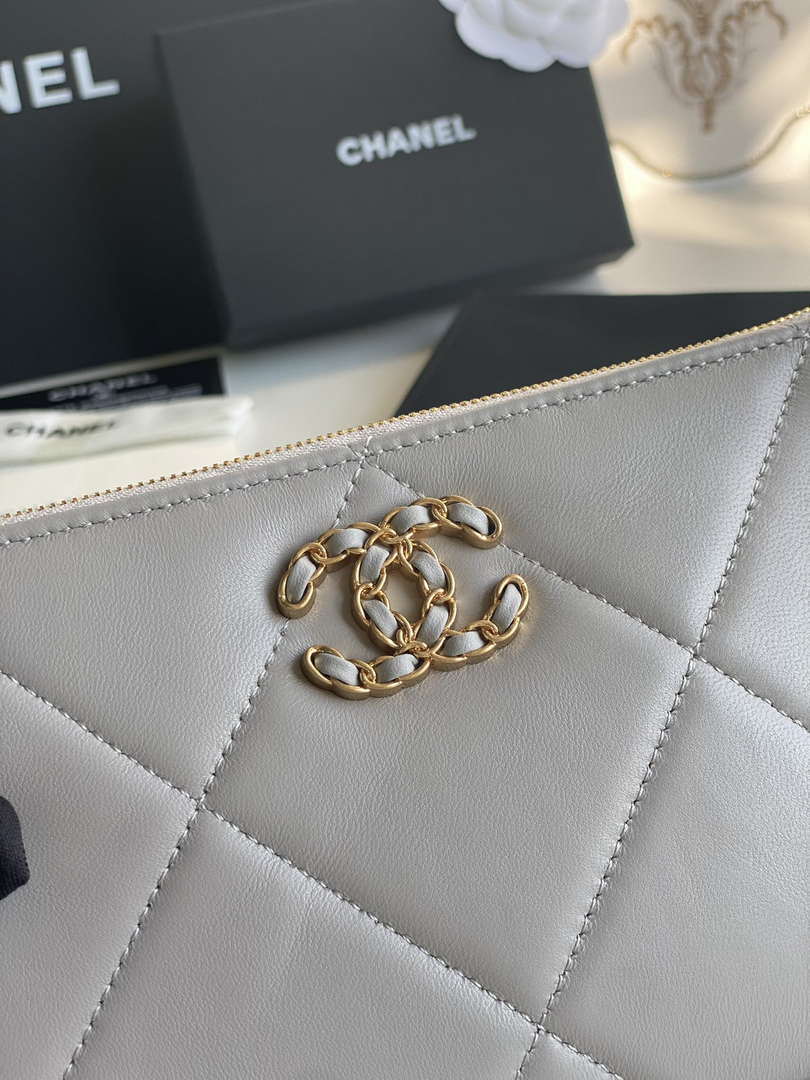 Chanel AP1059 Pouche Lambskin bag Wallet Card Holder Gray