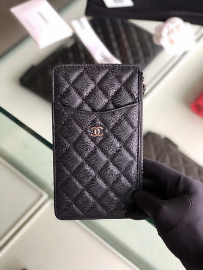 Chanel AP1422 Chanel Black phone card holder Calfskin