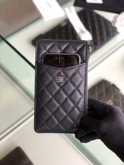 Chanel AP1422 Chanel Black phone card holder Calfskin