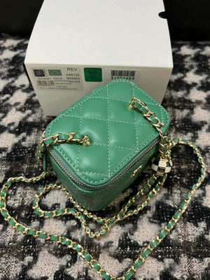 Chanel AP1447 Small Vanity With Chain Calfskin Green - Default Title - View 2