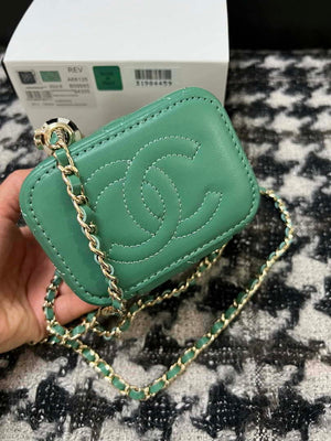 Chanel AP1447 Small Vanity With Chain Calfskin Green - Default Title - View 3