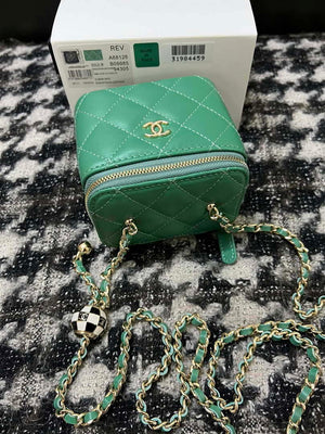 Chanel AP1447 Small Vanity With Chain Calfskin Green - Default Title - View 5