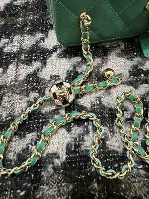 Chanel AP1447 Small Vanity With Chain Calfskin Green - Default Title - View 6