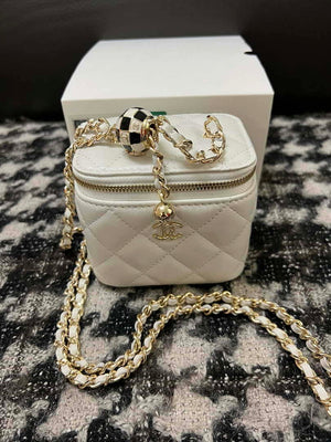 Chanel AP1447 Small Vanity With Chain Calfskin White - Default Title - View 1