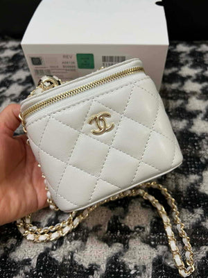 Chanel AP1447 Small Vanity With Chain Calfskin White - Default Title - View 2