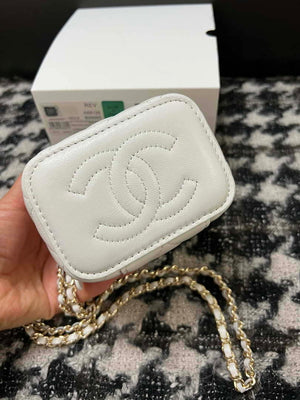 Chanel AP1447 Small Vanity With Chain Calfskin White - Default Title - View 3