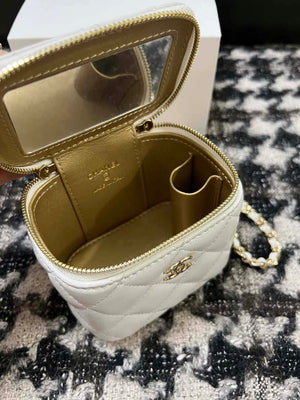 Chanel AP1447 Small Vanity With Chain Calfskin White - Default Title - View 7