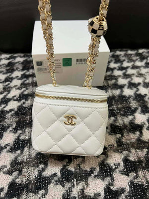 Chanel AP1447 Small Vanity With Chain Calfskin White - Default Title - View 8