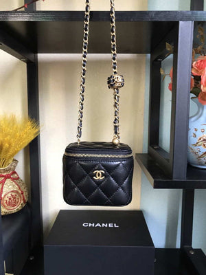 Chanel AP1447 small Vanity with chain lambskin gold Light Black - Default Title - View 1