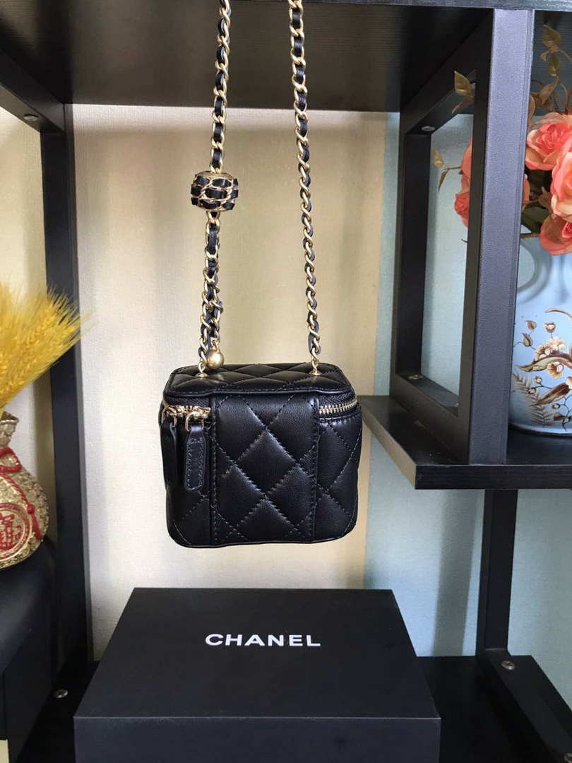 Chanel AP1447 small Vanity with chain lambskin gold Light Black - Default Title - View 2