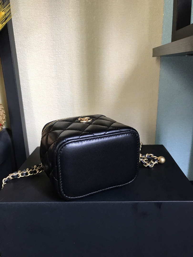 Chanel AP1447 small Vanity with chain lambskin gold Light Black - Default Title - View 5