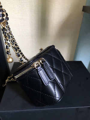 Chanel AP1447 small Vanity with chain lambskin gold Light Black - Default Title - View 7