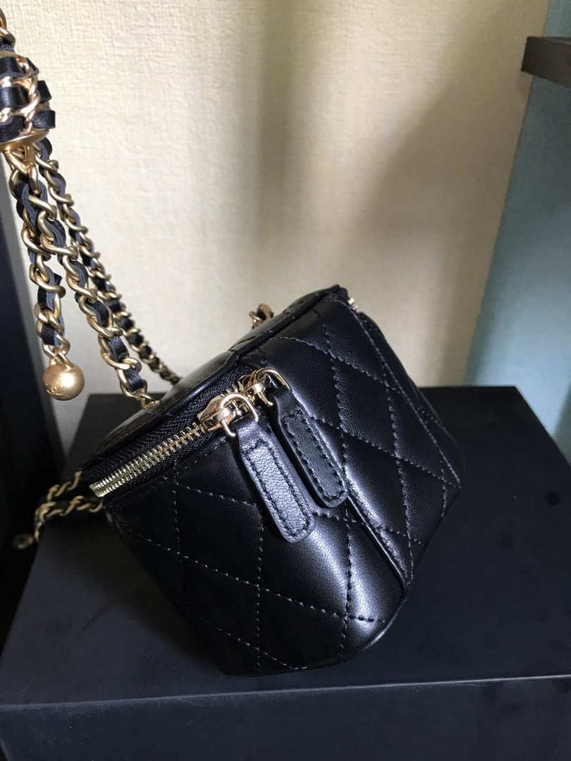 Chanel AP1447 small Vanity with chain lambskin gold Light Black