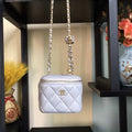Chanel AP1447 small Vanity with chain lambskin gold Light Purple - Default Title - View 1
