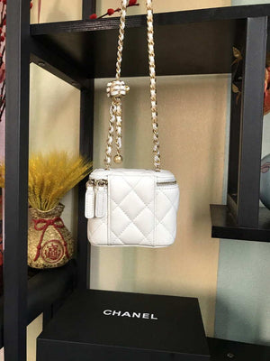 Chanel AP1447 small Vanity with chain lambskin gold White - Default Title - View 2