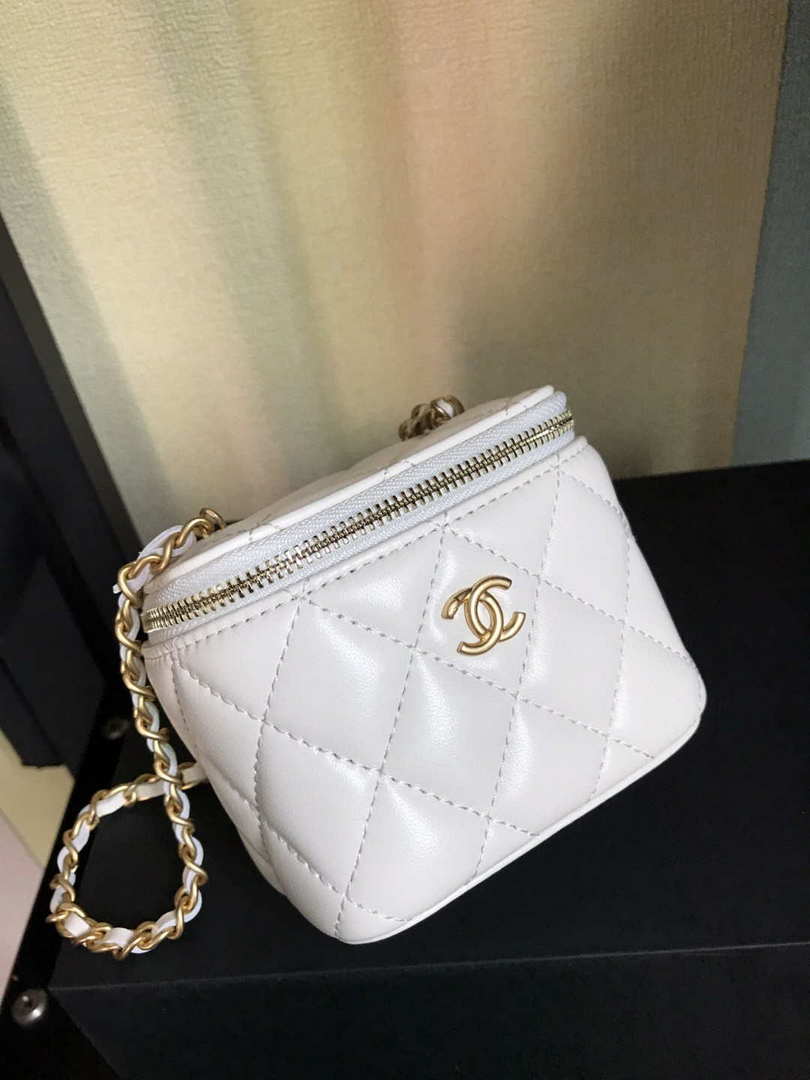 Chanel AP1447 small Vanity with chain lambskin gold White - Default Title - View 5